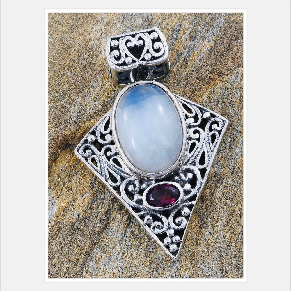 Artisan Crafted Rainbow Moonstone Pendant